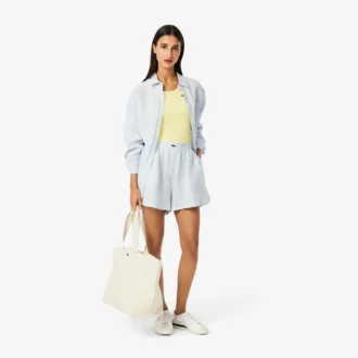 Lässige gestreifte Leinen-Shorts für Damen