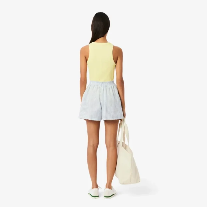 Lässige gestreifte Leinen-Shorts für Damen