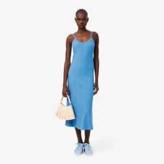 Maxikleid aus geripptem Baumwollstoff mit Trägern