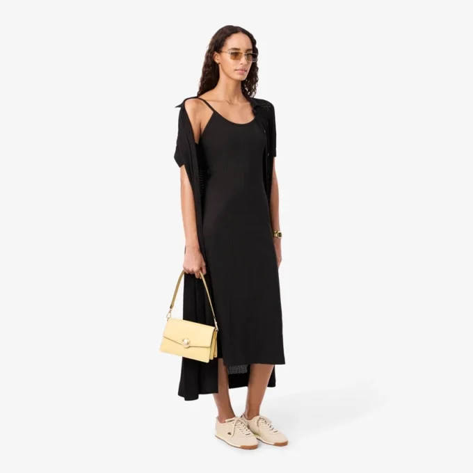 Maxikleid aus geripptem Baumwollstoff mit Trägern