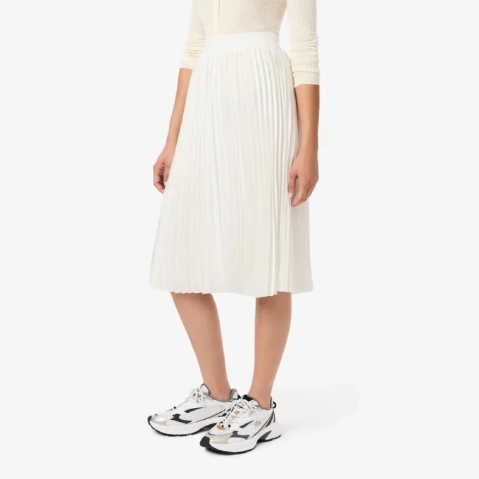 Midi-Rock aus plissiertem Satin für Damen