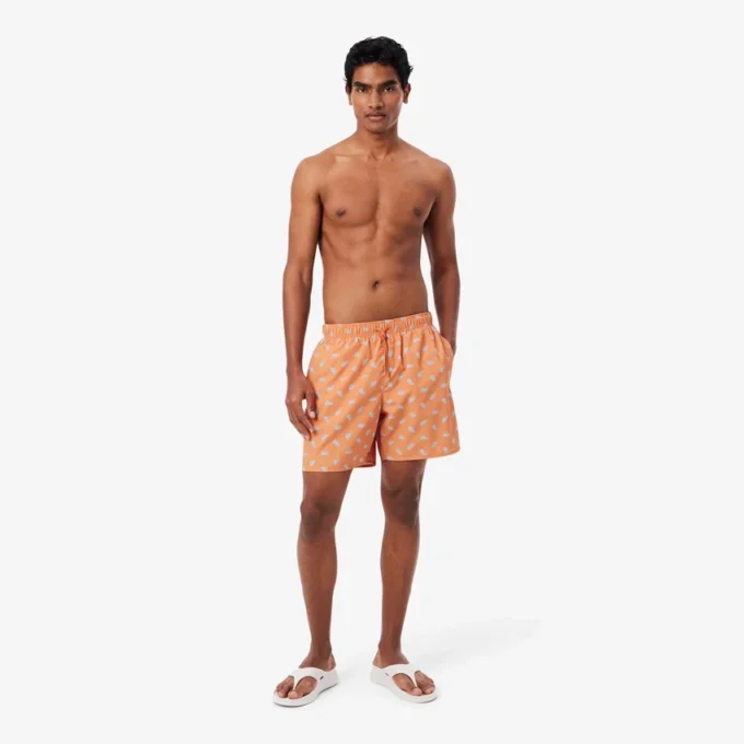 Mittellange Retroshorts mit Krokodil-Print