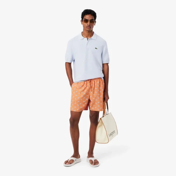 Mittellange Retroshorts mit Krokodil-Print