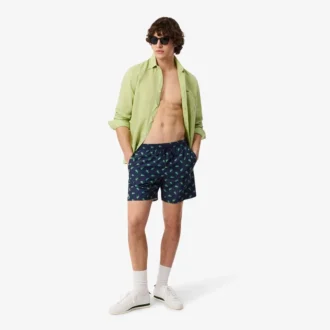 Mittellange Retroshorts mit Krokodil-Print
