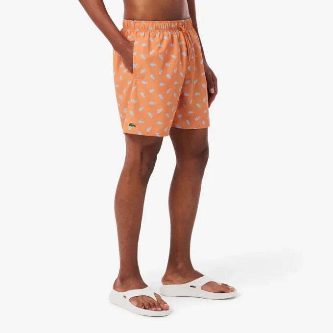 Mittellange Retroshorts mit Krokodil-Print