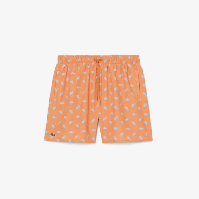 Mittellange Retroshorts mit Krokodil-Print