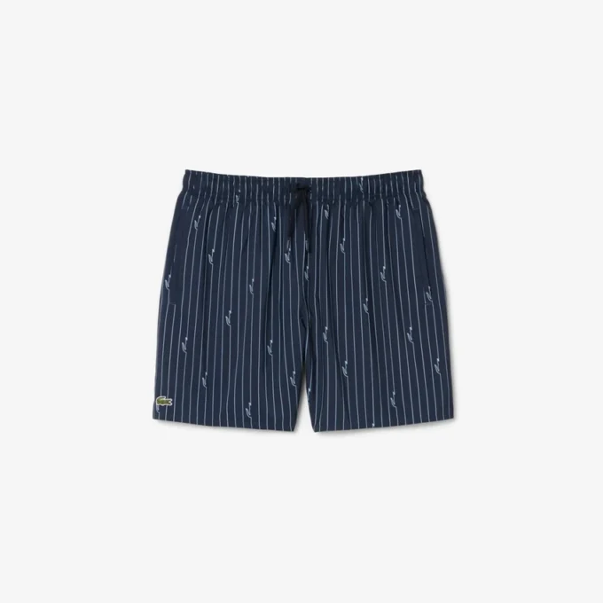 Mittellange Retroshorts mit Krokodil-Print