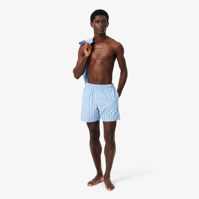 Mittellange Retroshorts mit Monogramm-Print