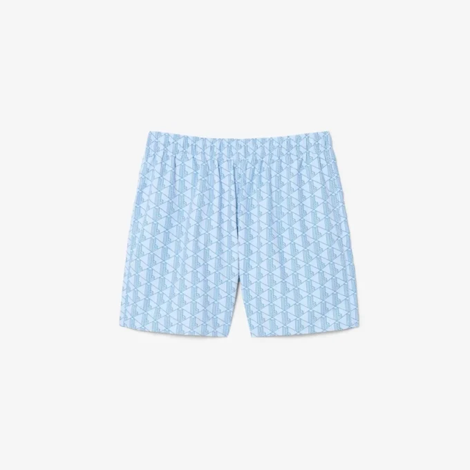 Mittellange Retroshorts mit Monogramm-Print