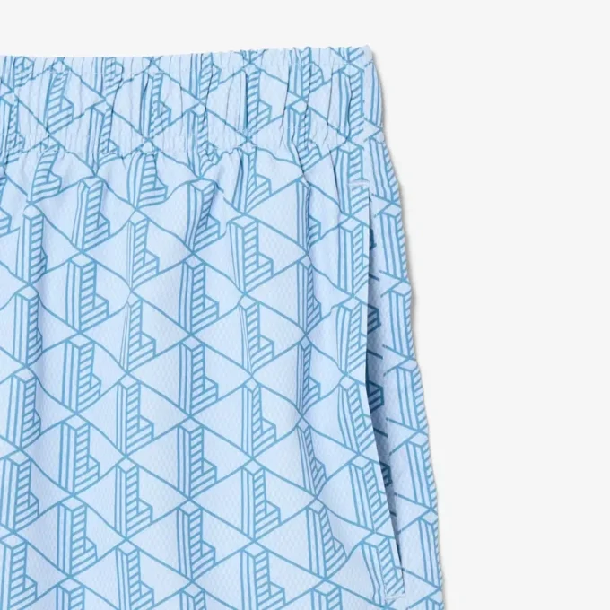 Mittellange Retroshorts mit Monogramm-Print