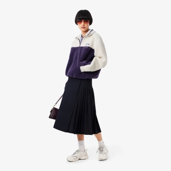 Oversize-Fleece-Sweatshirt mit hohem Kragen für Damen