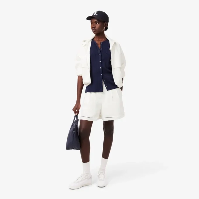 Oversized-Bermudashorts aus fließendem Leinen- und Polyester-Blend