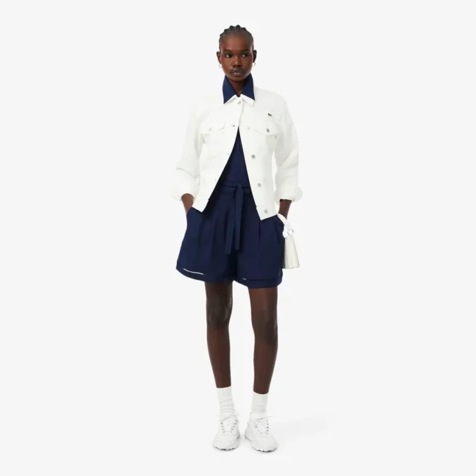 Oversized-Bermudashorts aus fließendem Leinen- und Polyester-Blend