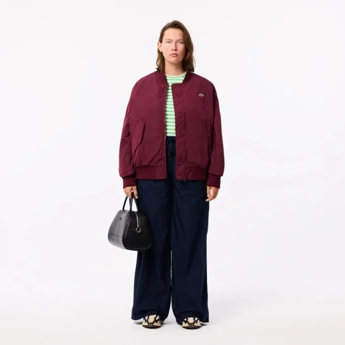 Oversized-Bomberjacke für Damen mit gerippten Bündchen