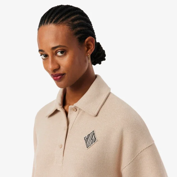 Oversized-Poloshirt mit Rippstrick