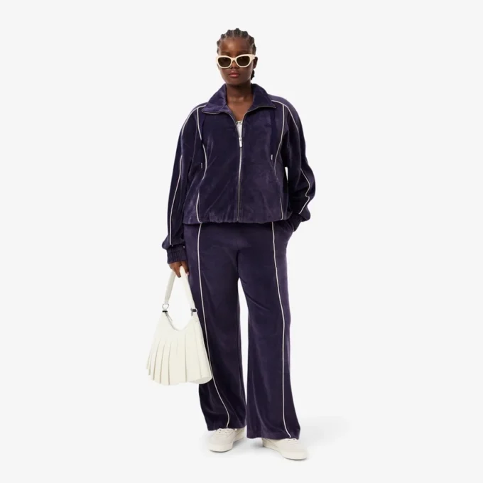 Oversized-Sweatshirt aus Velours mit Reißverschluss für Damen