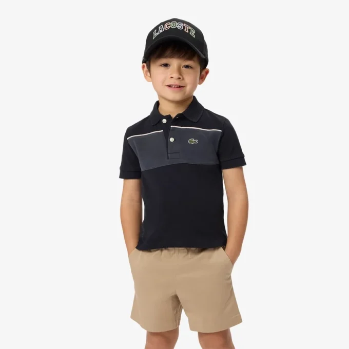Petit Piqué Poloshirt mit Farbblock-Design