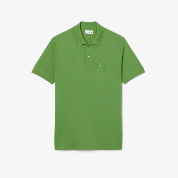 Petit-Piqué-Poloshirt mit Stickerei im klassischen Schnitt