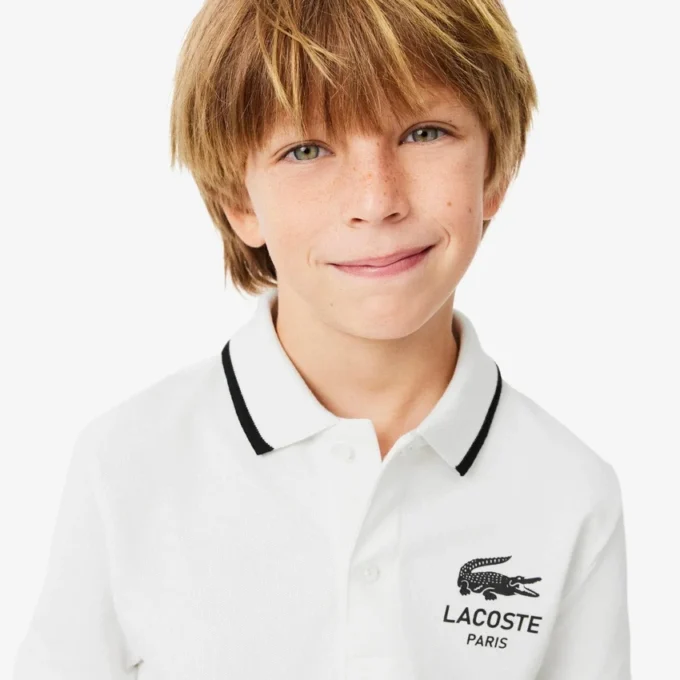 Petit Piqua Polo für Jungen mit gestreiftem Kragen