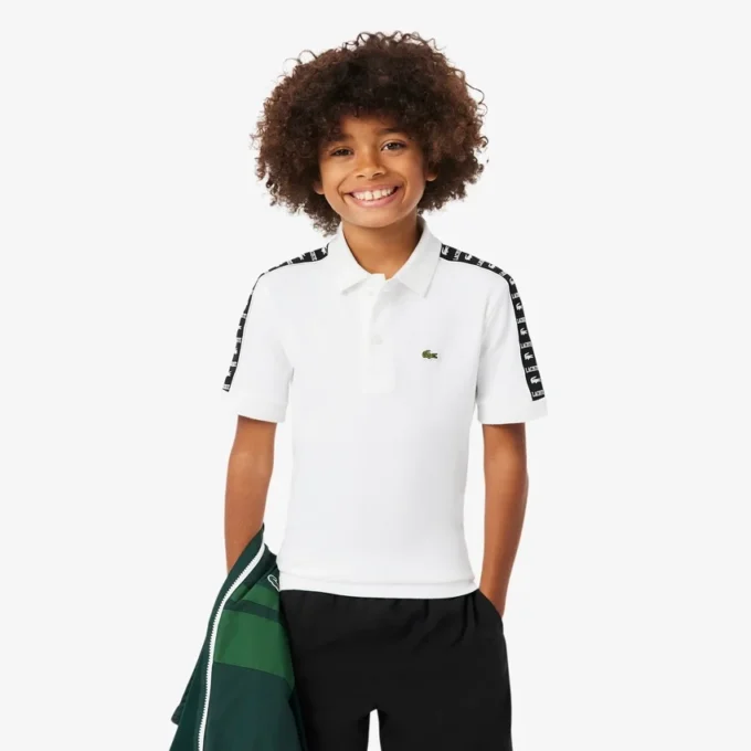 Pima-Baumwoll-Poloshirt mit Markenstreifen