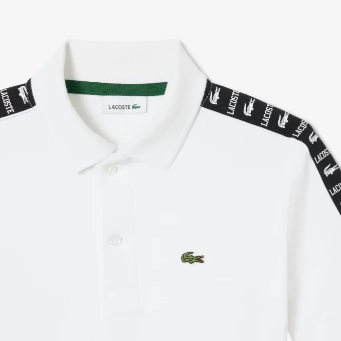 Pima-Baumwoll-Poloshirt mit Markenstreifen