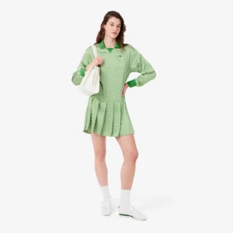 Polo-Kleid aus plissiertem Satin