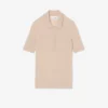 Pullover aus Merinowolle mit 3D-Rippenstrick und Poloshirt-Kragen