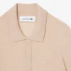 Pullover aus Merinowolle mit 3D-Rippenstrick und Poloshirt-Kragen