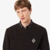 Pullover mit Perlen-Rippenstrick und Emblem