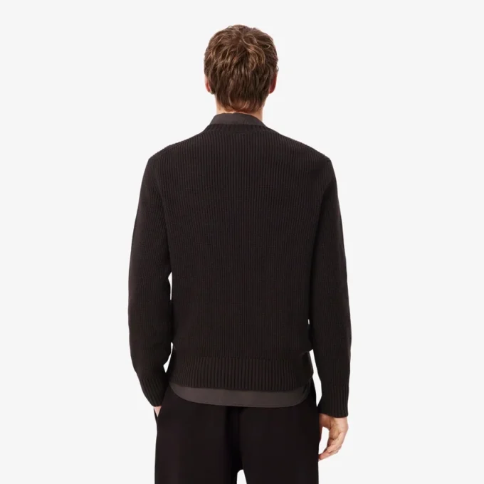Pullover mit Perlen-Rippenstrick und Emblem