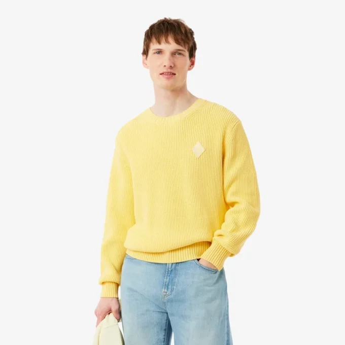 Pullover mit Perlen-Rippstrick-Emblem