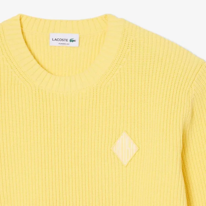 Pullover mit Perlen-Rippstrick-Emblem