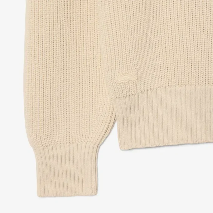 Pullover mit Perlenrippenkragen und Emblem für Poloshirts