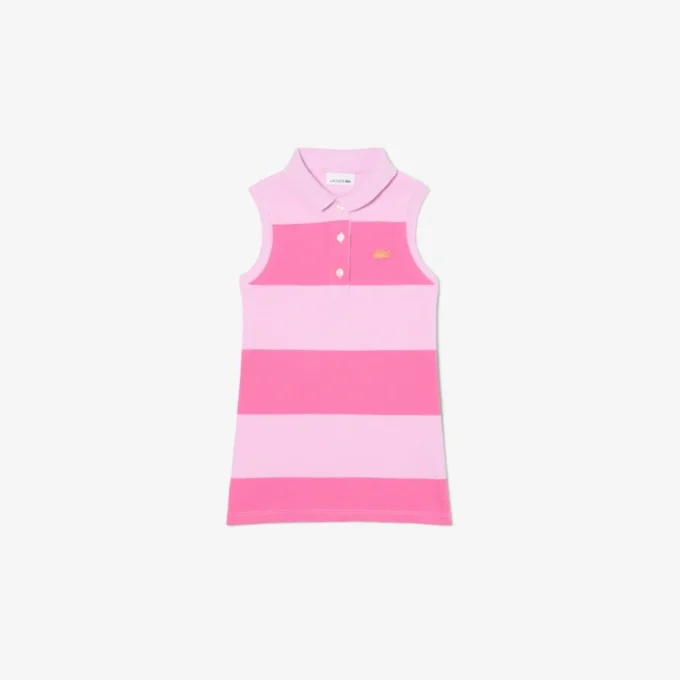 Ärmelloses gestreiftes Petit-Piqué-Poloshirt-Kleid