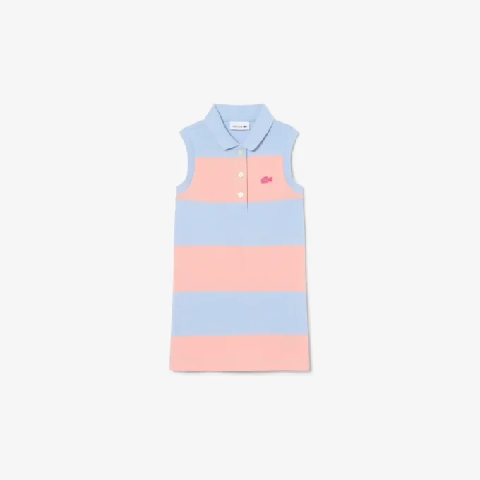Ärmelloses gestreiftes Petit-Piqué-Poloshirt-Kleid