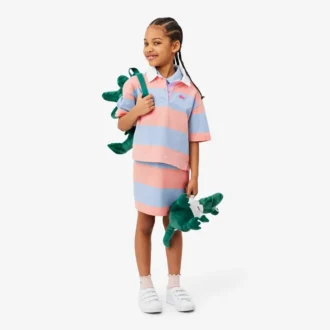 Ärmelloses gestreiftes Petit-Piqué-Poloshirt-Kleid