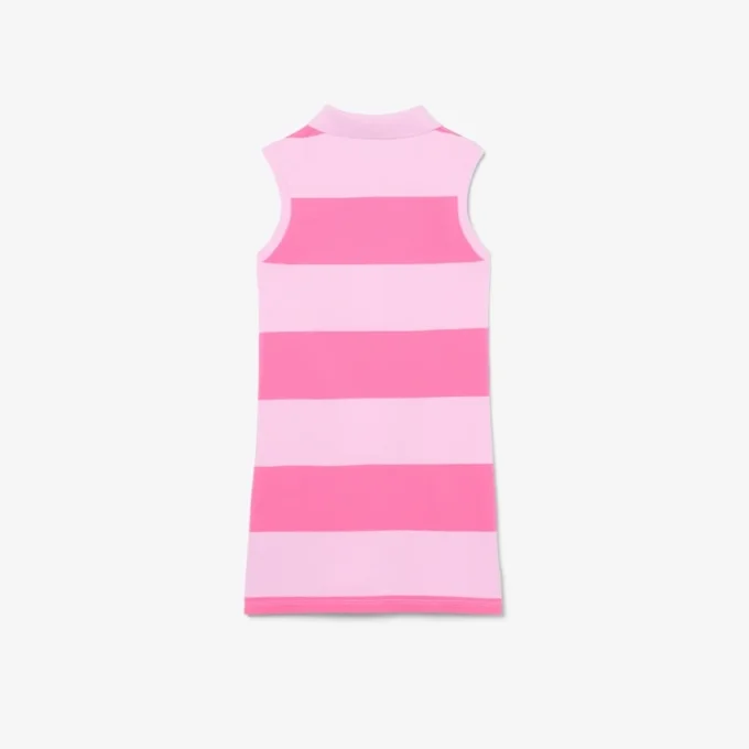 Ärmelloses gestreiftes Petit-Piqué-Poloshirt-Kleid