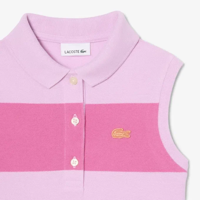 Ärmelloses gestreiftes Petit-Piqué-Poloshirt-Kleid