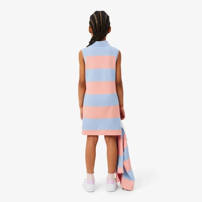 Ärmelloses gestreiftes Petit-Piqué-Poloshirt-Kleid