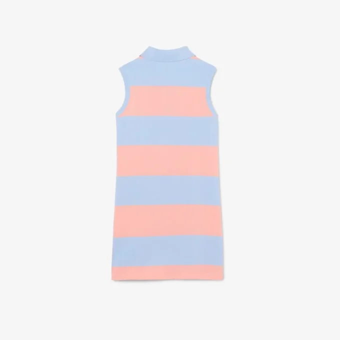 Ärmelloses gestreiftes Petit-Piqué-Poloshirt-Kleid