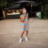 Ärmelloses gestreiftes Petit-Piqué-Poloshirt-Kleid