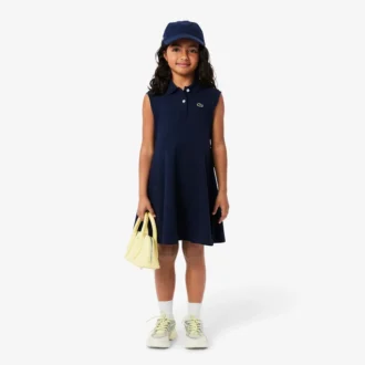 Ärmelloses Stretch-Piqué-Polokleid für Kinder