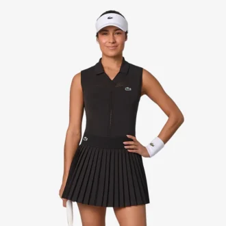 Ärmelloses Stretch-Strick-Tennis-Poloshirt für Damen