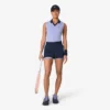 Ärmelloses Stretch-Strick-Tennis-Poloshirt für Damen
