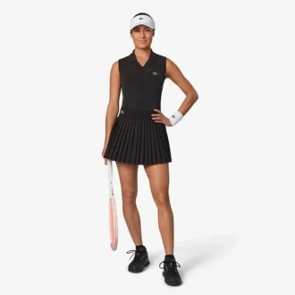 Ärmelloses Stretch-Strick-Tennis-Poloshirt für Damen