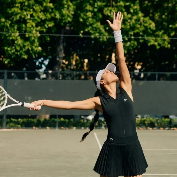 Ärmelloses Stretch-Strick-Tennis-Poloshirt für Damen