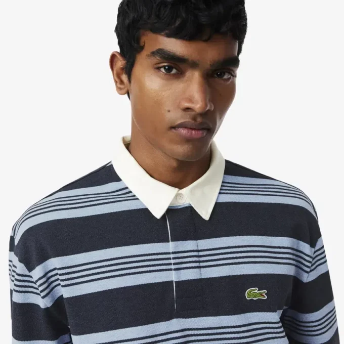 Rugby-Poloshirt mit Streifen im Relaxed Fit