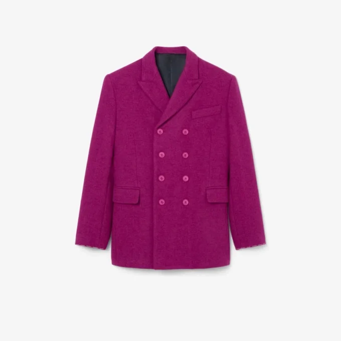 Runway-Blazer aus marmorierter Wolle mit doppelter Knopfleiste