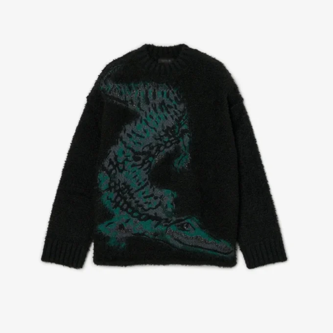 Runway Jacquard-Pullover mit Krokodil-Motiv