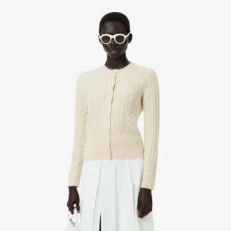 Runway Kaschmir-Strickjacke mit Zopfmuster
